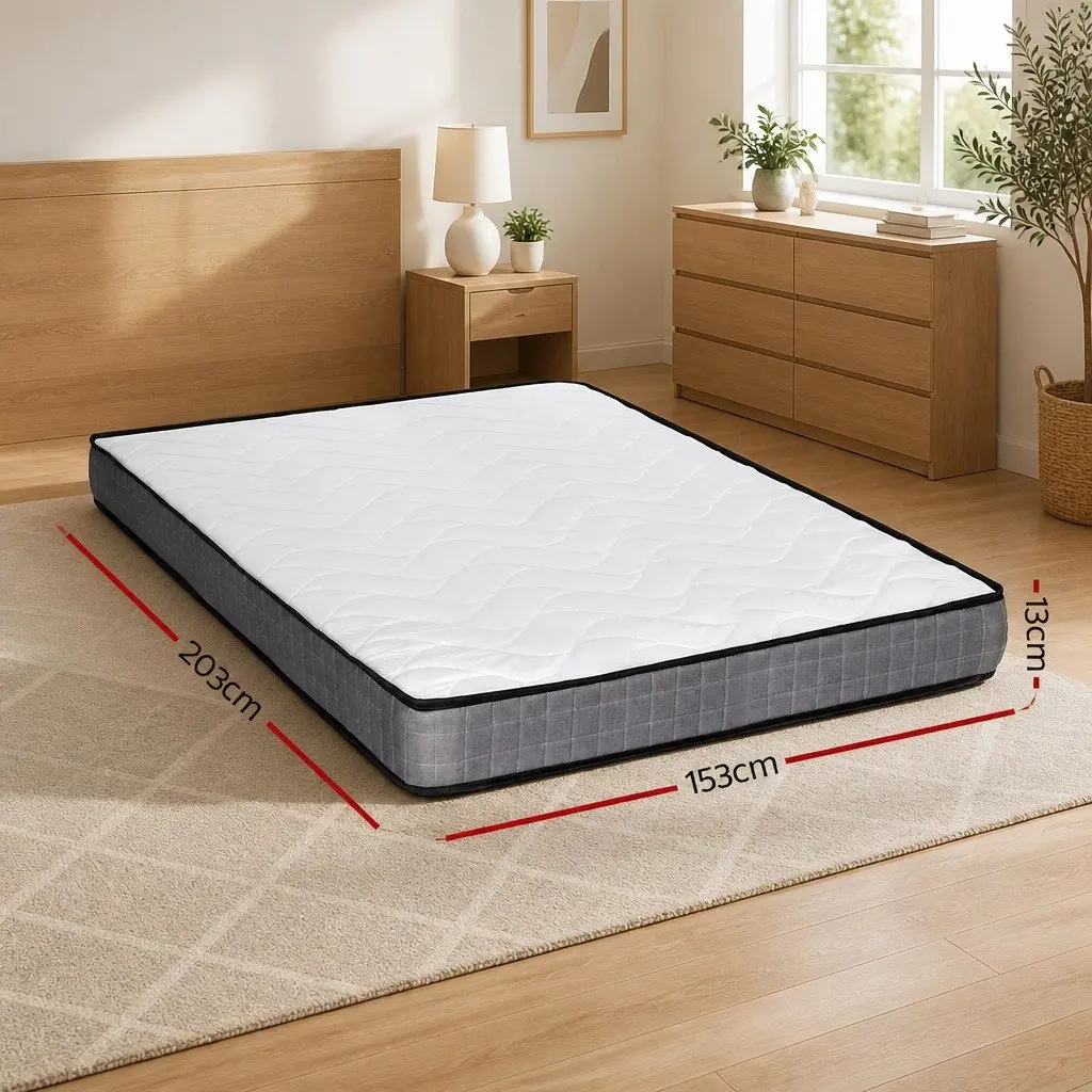 Queen Mattress 13cm Medium Firm Bonnell Spring Tight Top Quilted Bed