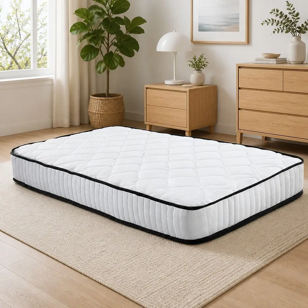 Single Mattress Pocket Spring 21cm Medium Firmness White Tight Top