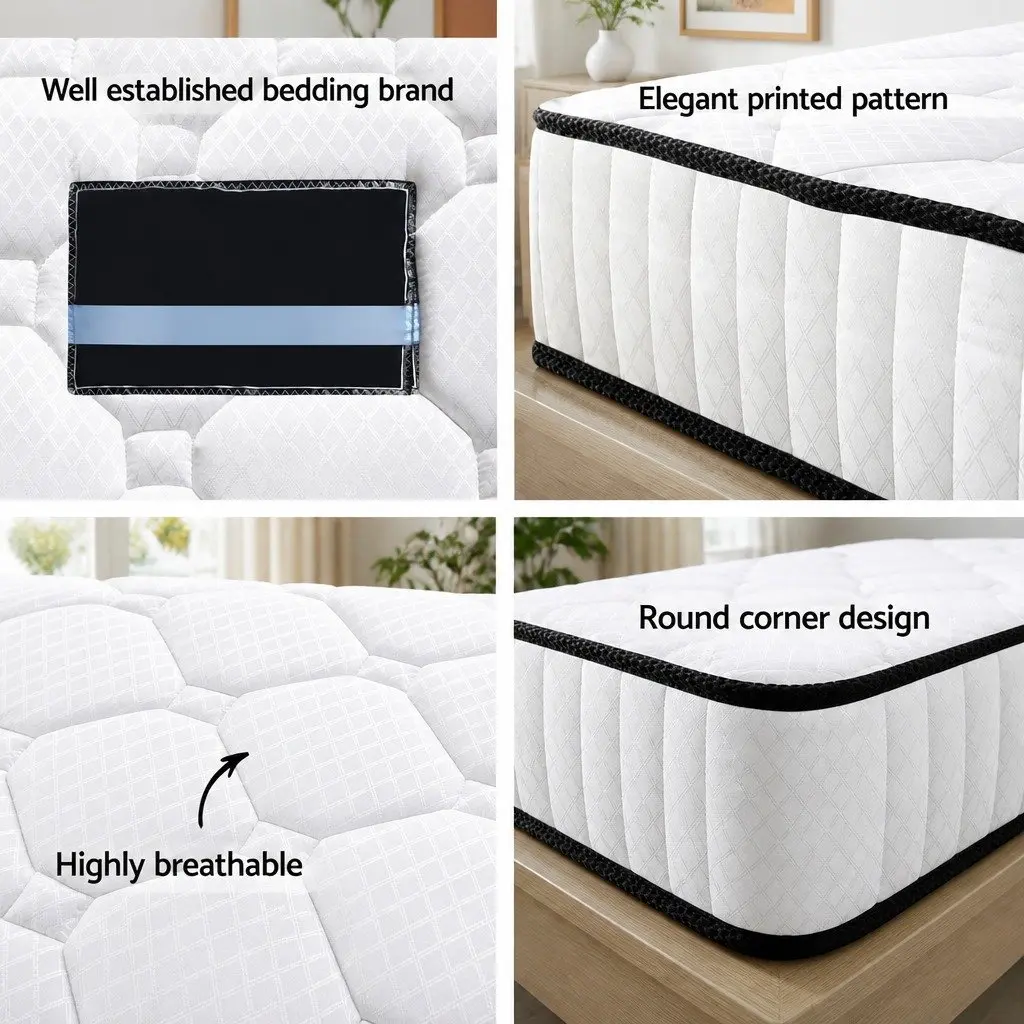 Single Mattress Pocket Spring 21cm Medium Firmness White Tight Top