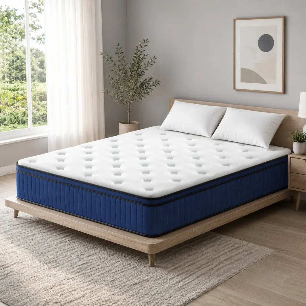 Double Mattress 34cm White Cool Gel Memory Foam Medium Firm 7 Zone Pocket Springs