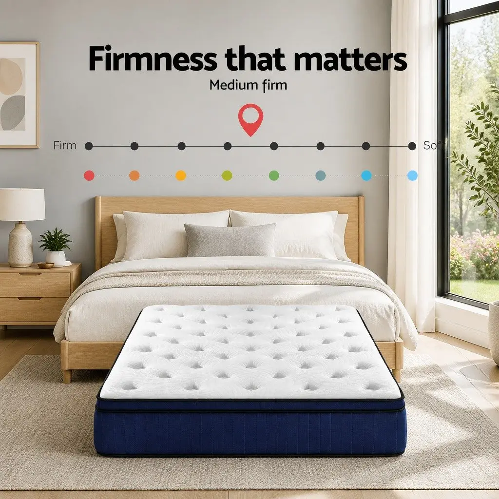 Double Mattress 34cm White Cool Gel Memory Foam Medium Firm 7 Zone Pocket Springs