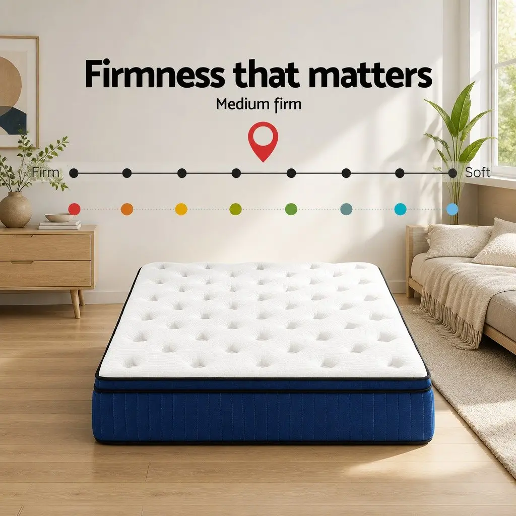 Queen Euro Top Mattress White 34cm Cool Gel Memory Foam Pocket Spring 7 Zone