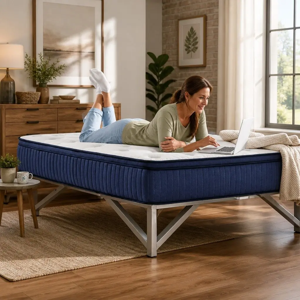 Queen Euro Top Mattress White 34cm Cool Gel Memory Foam Pocket Spring 7 Zone