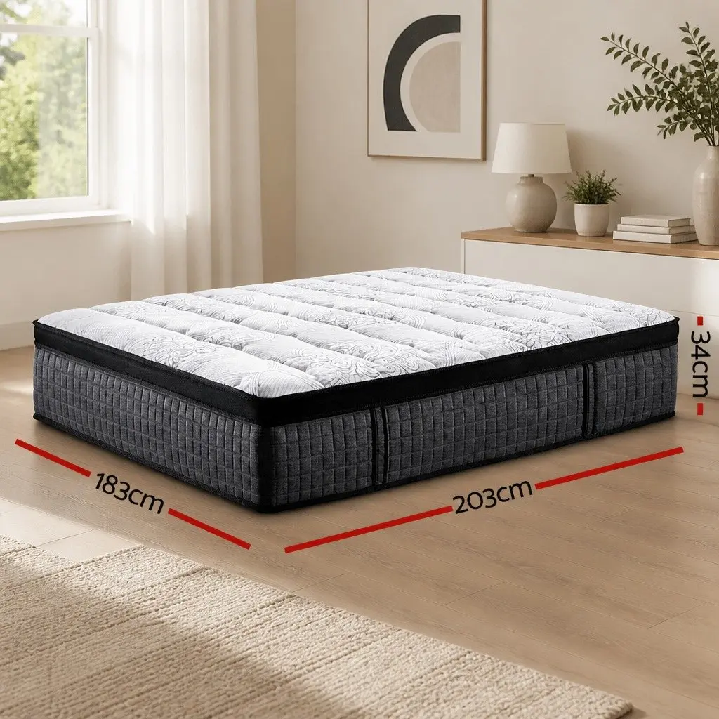 King Size Mattress 34cm Euro Top 9-Zone Pocket Spring Medium Firm Support