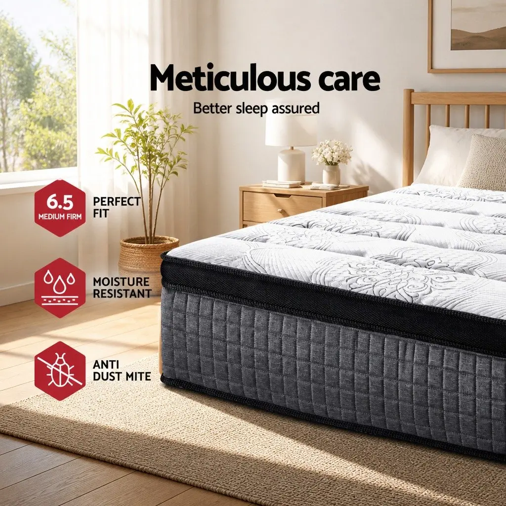 King Size Mattress 34cm Euro Top 9-Zone Pocket Spring Medium Firm Support