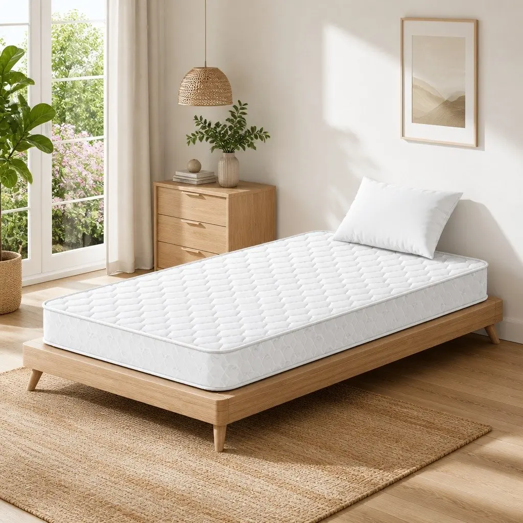 King Single Mattress 13cm Medium Firm Bonnell Spring Tight Top White Bed