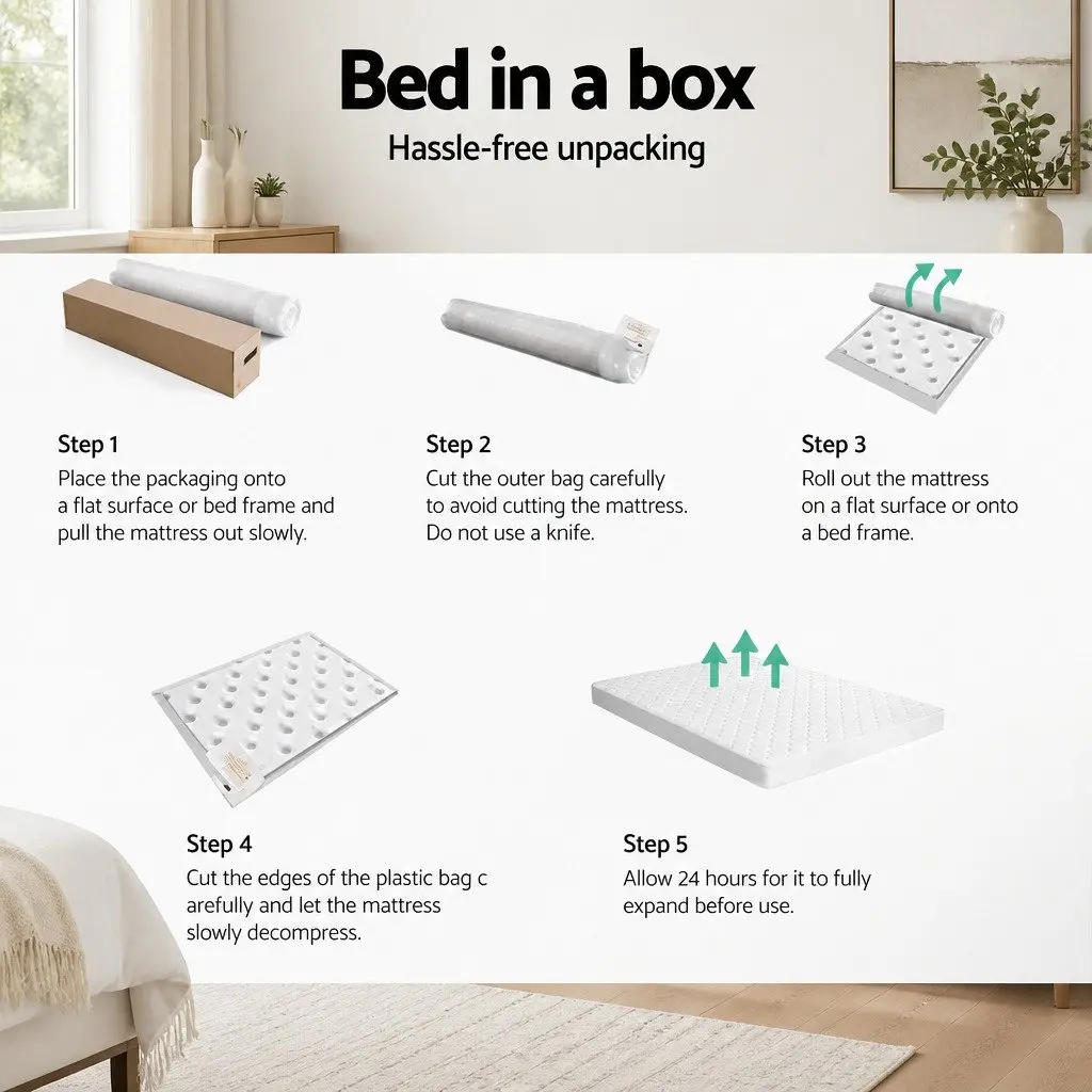 King Single Mattress 13cm Medium Firm Bonnell Spring Tight Top White Bed