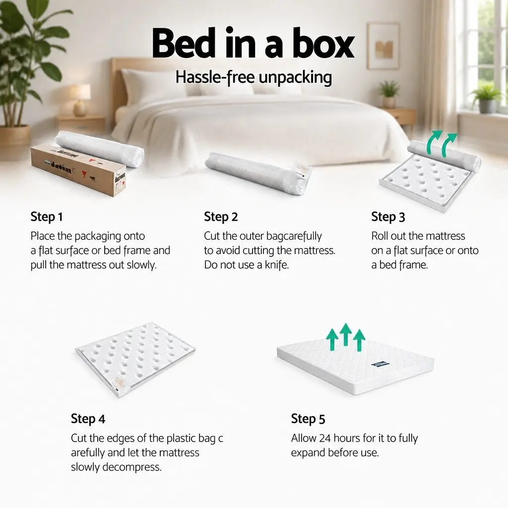 Queen Mattress Bonnell Spring 13cm Medium Firm Tight Top Quilted White