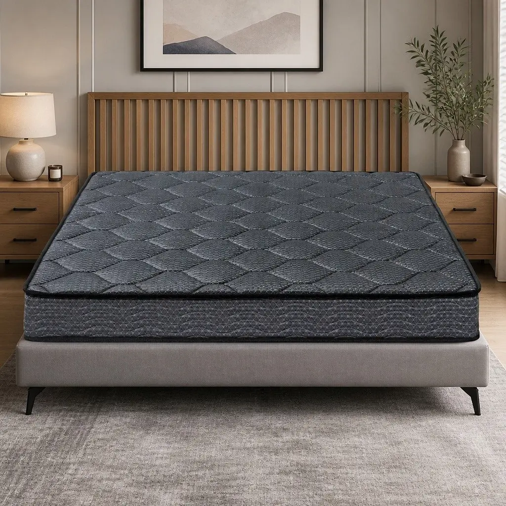 Double Mattress 16cm Tight Top Medium Firm Bonnell Spring Foam Grey