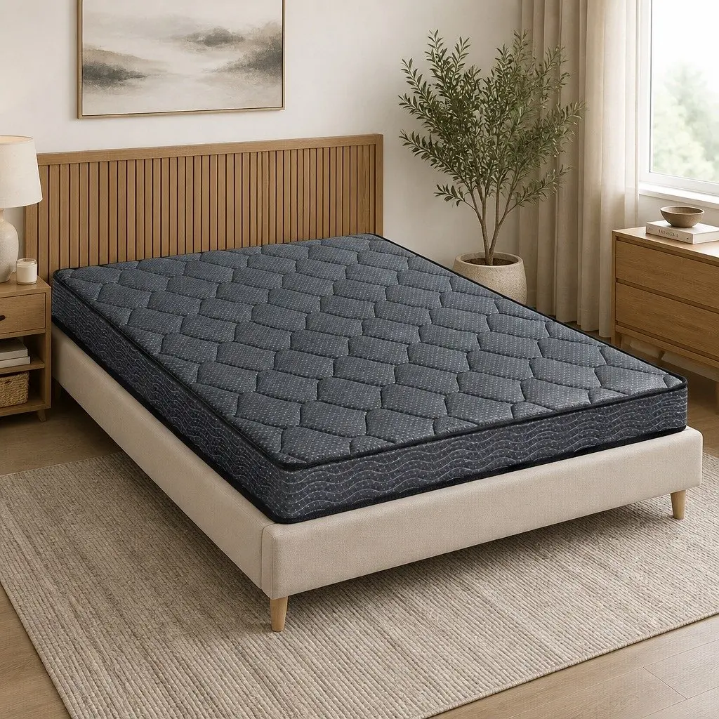 Queen Mattress 16cm Bonnell Spring Tight Top Medium-Firm Support Grey Bedding