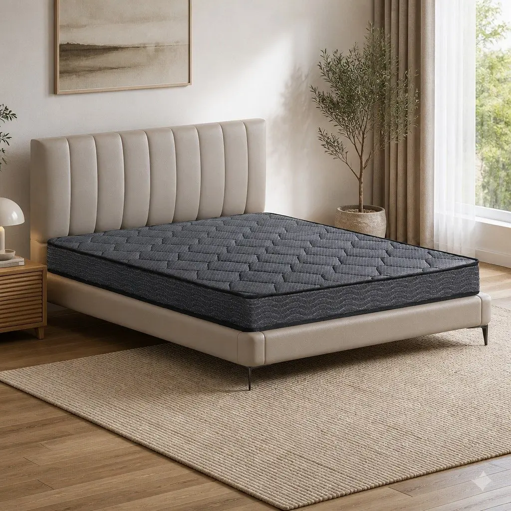 Queen Mattress 16cm Bonnell Spring Tight Top Medium-Firm Support Grey Bedding