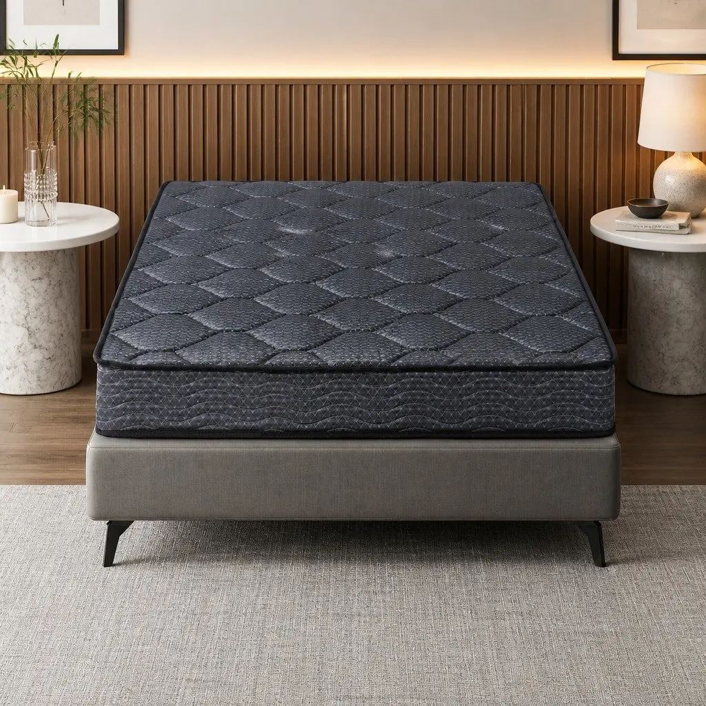 Single Mattress 16cm Bonnell Spring Tight Top Medium Firm Support Grey Bed
