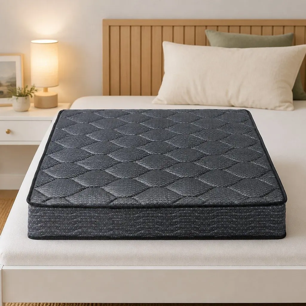 Single Mattress 16cm Bonnell Spring Tight Top Medium Firm Support Grey Bed
