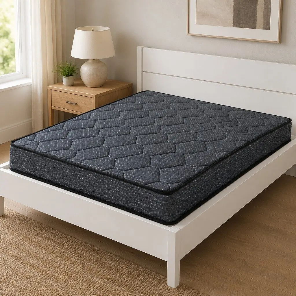 Single Mattress 16cm Bonnell Spring Tight Top Medium Firm Support Grey Bed