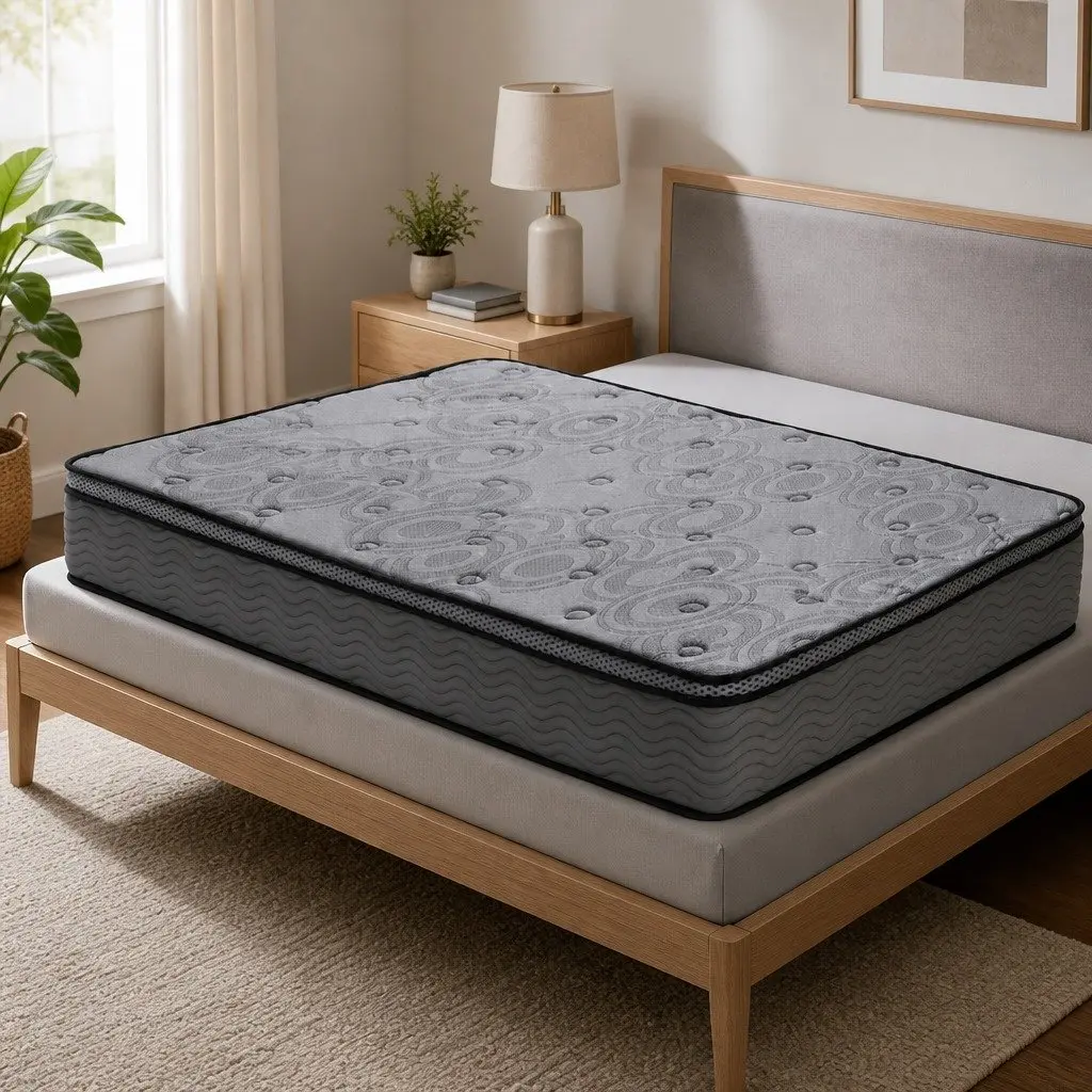 King Single Mattress 26cm Medium Firm Euro Top Memory Foam Pocket Spring Grey