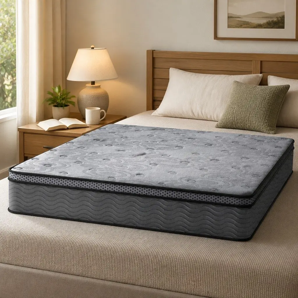 Queen Mattress 26cm Euro Top Medium-Firm Pocket Spring Memory Foam Grey Bed