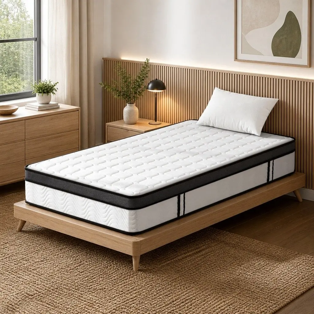 King Single Mattress 25cm Cool Gel Foam Medium Firm Bonnell Spring Support