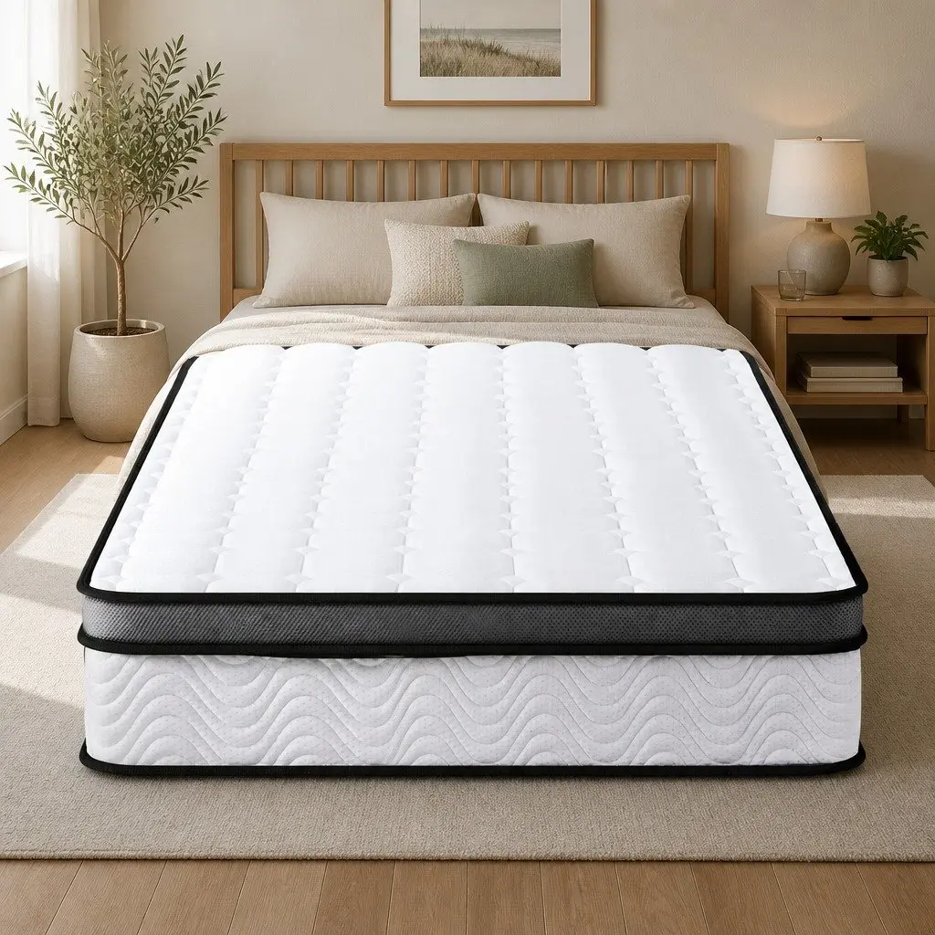 King Single Mattress 25cm Cool Gel Foam Medium Firm Bonnell Spring Support