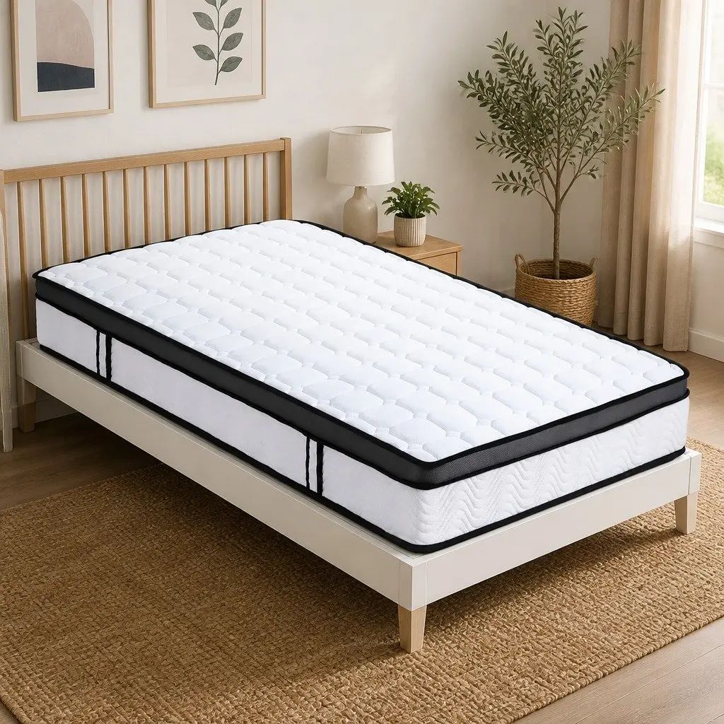 King Single Mattress 25cm Cool Gel Foam Medium Firm Bonnell Spring Support