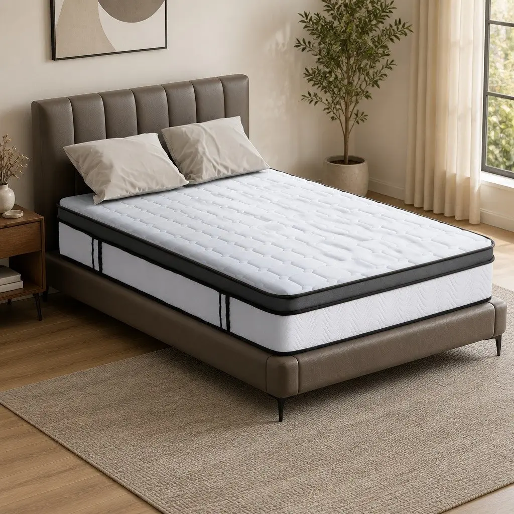 King Single Mattress 25cm Cool Gel Foam Medium Firm Bonnell Spring Support
