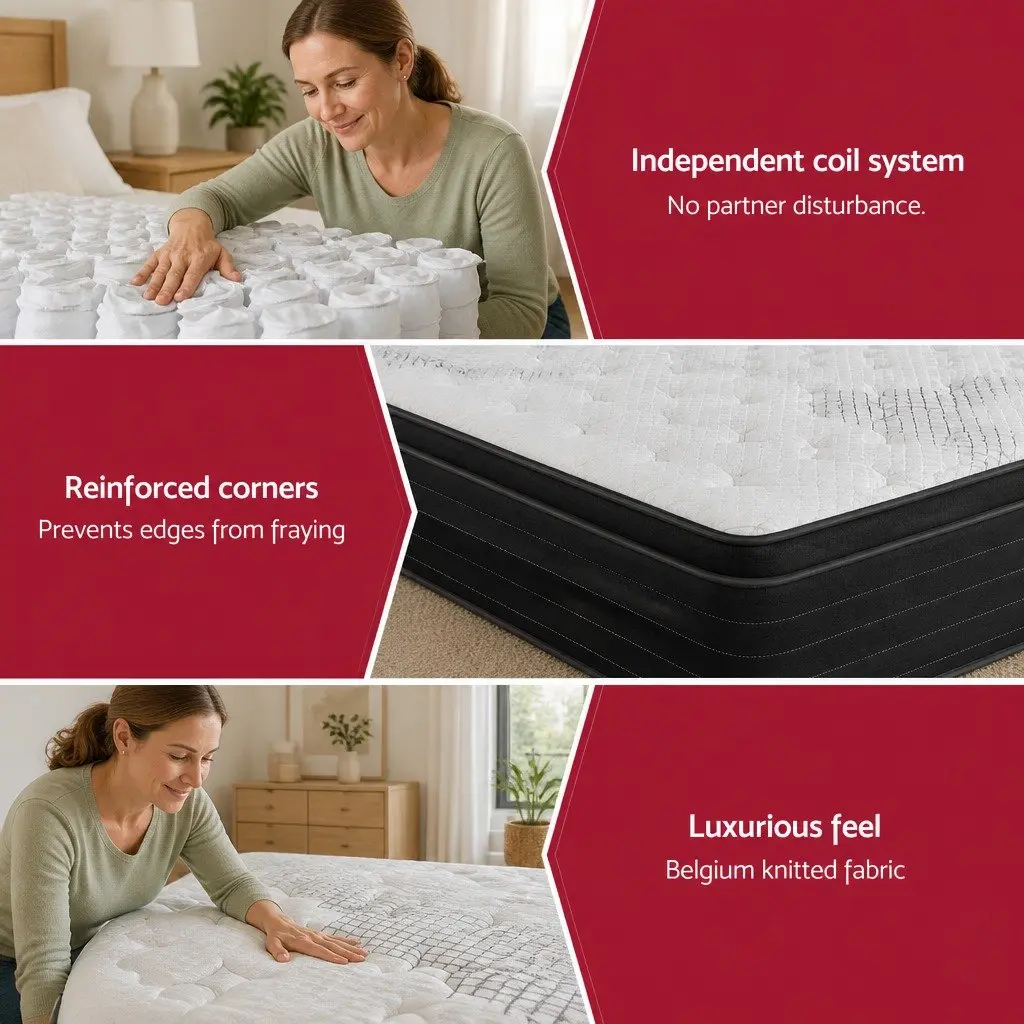 Queen Mattress 32cm Extra Firm Support Pocket Spring Hypoallergenic Sleep Bed
