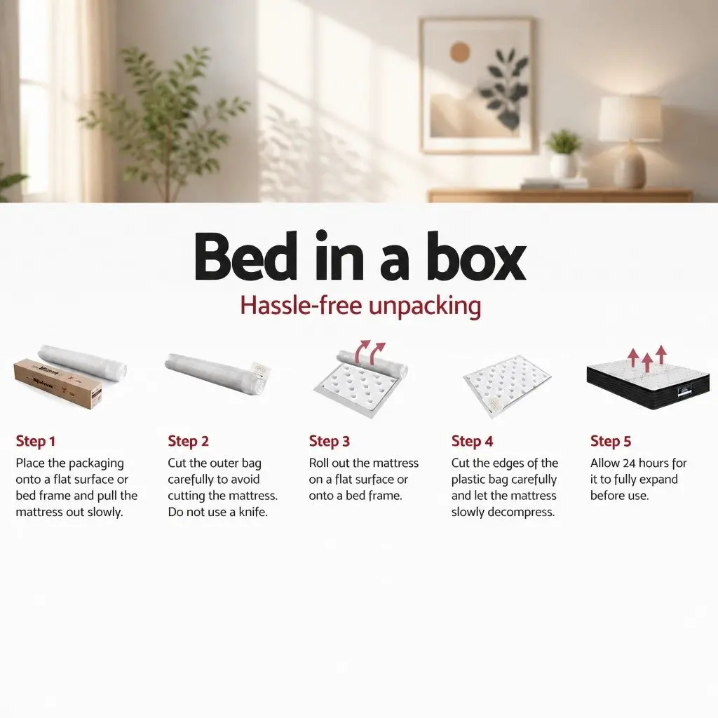 Queen Mattress 32cm Extra Firm Support Pocket Spring Hypoallergenic Sleep Bed