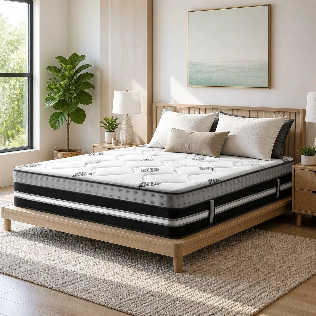 King Size Mattress 35cm Pocket Spring Gel Memory Foam Bed in a Box Medium Firm