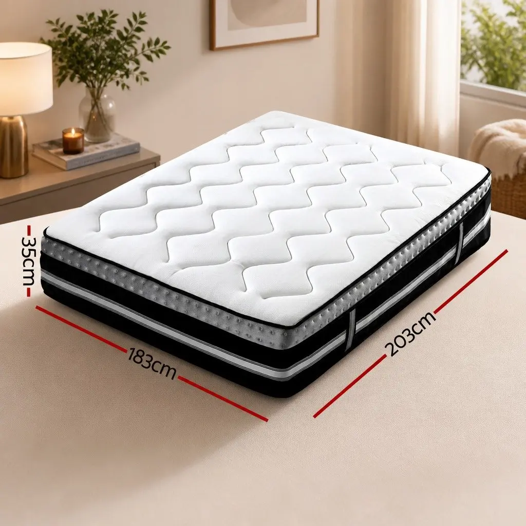 King Size Mattress 35cm Pocket Spring Gel Memory Foam Bed in a Box Medium Firm