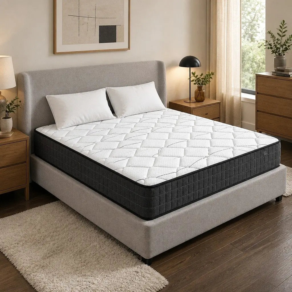 King Size Mattress 16cm Medium Firm Bonnell Spring Quilted Top Bed Sleeping