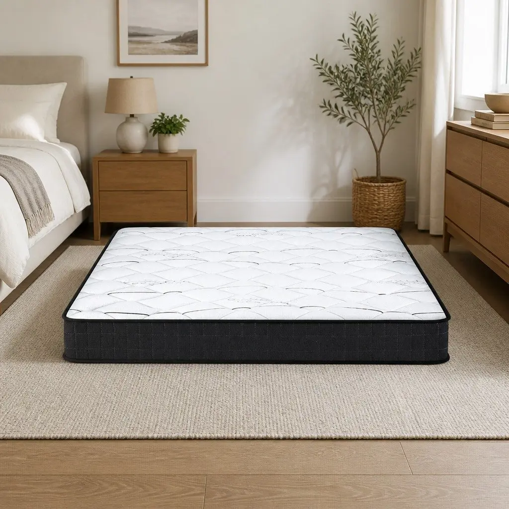 King Size Mattress 16cm Medium Firm Bonnell Spring Quilted Top Bed Sleeping