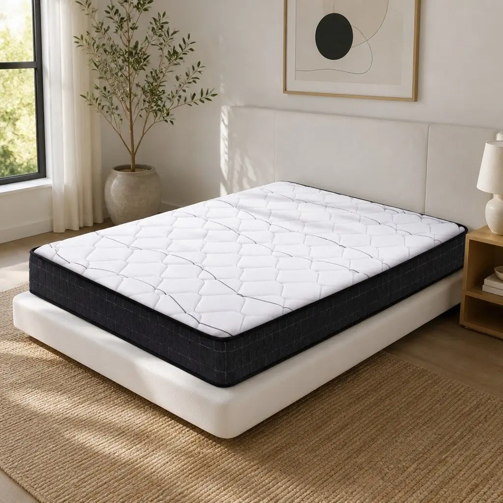King Size Mattress 16cm Medium Firm Bonnell Spring Quilted Top Bed Sleeping