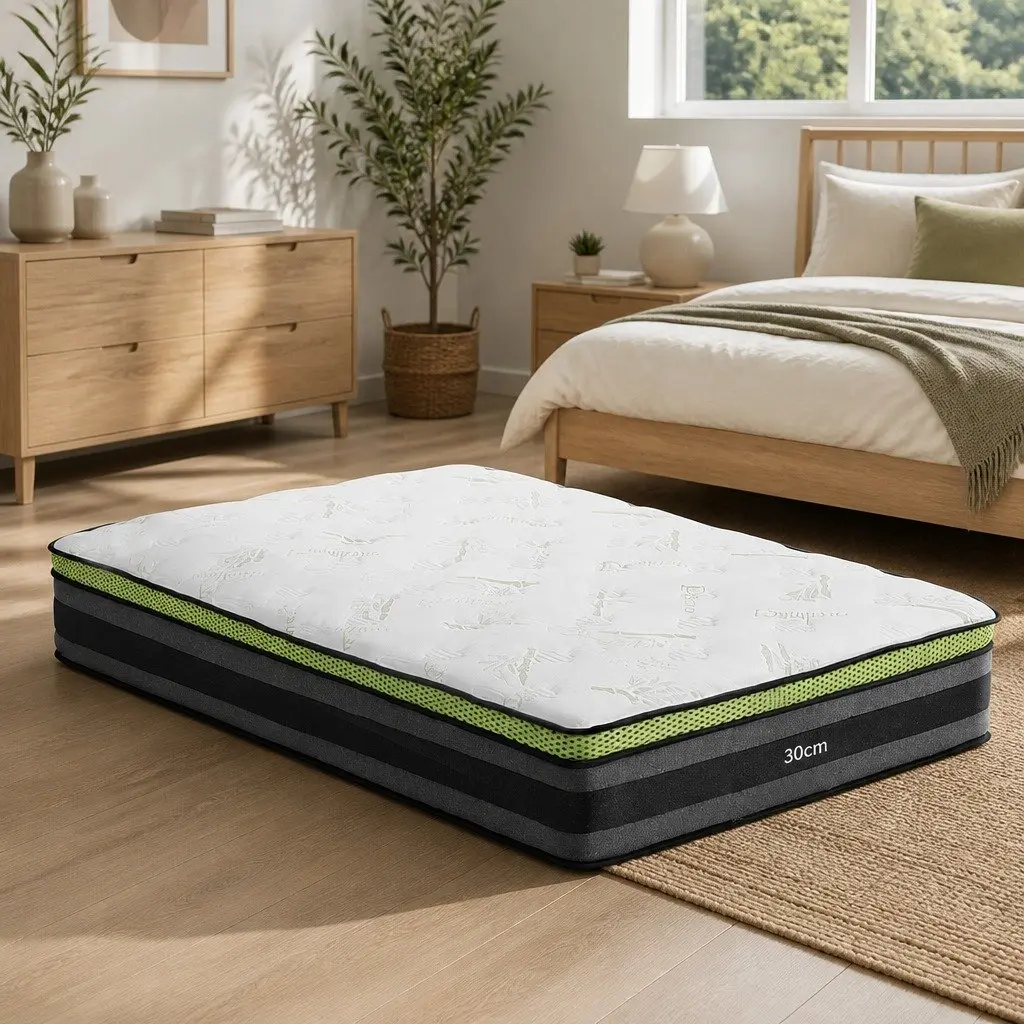 King Single Mattress 30cm Cool Gel Foam Memory Pocket Spring Grey
