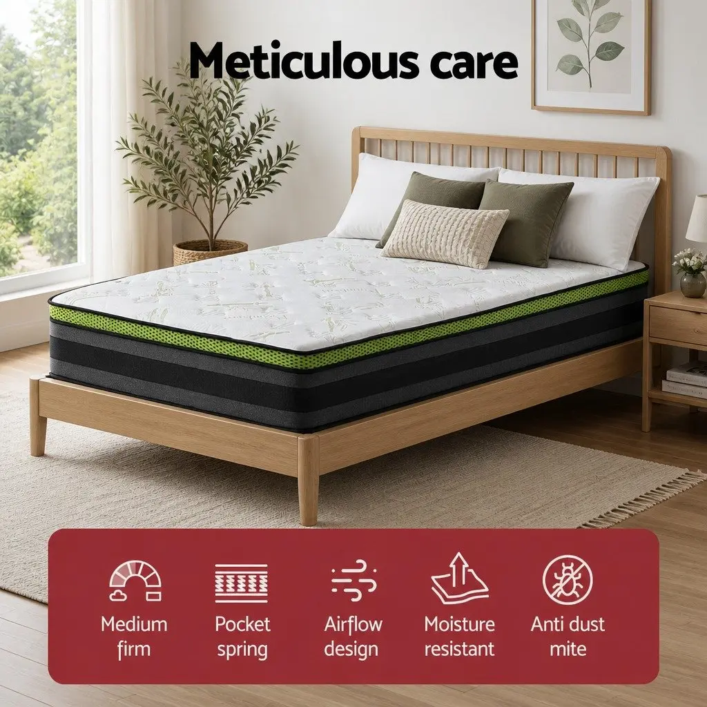 King Single Mattress 30cm Cool Gel Foam Memory Pocket Spring Grey