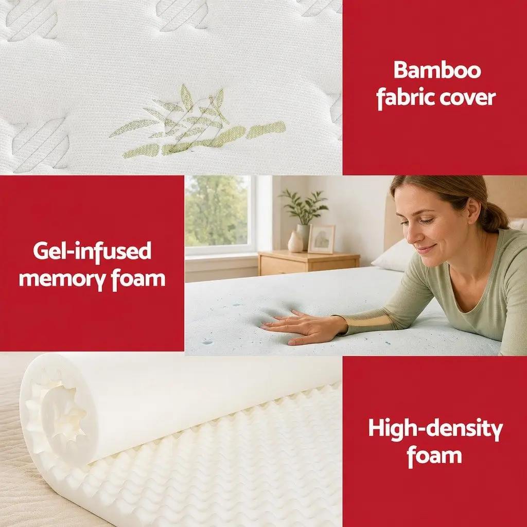 King Single Mattress 30cm Cool Gel Foam Memory Pocket Spring Grey
