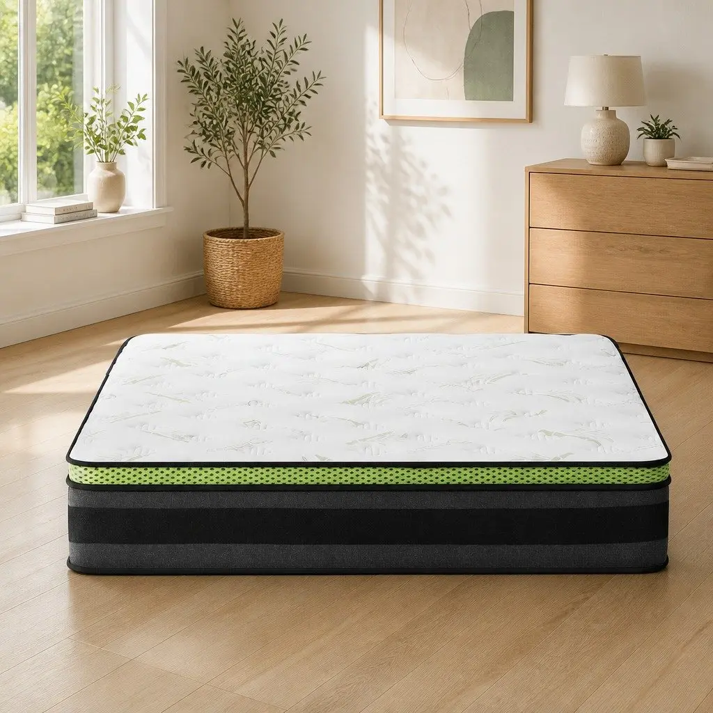 Double Mattress 30cm Cool Gel Foam Pocket Spring Grey Medium Firmness