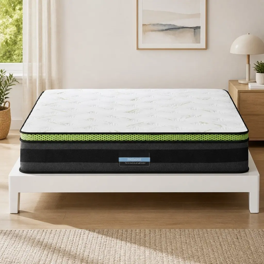 Double Mattress 30cm Cool Gel Foam Pocket Spring Grey Medium Firmness
