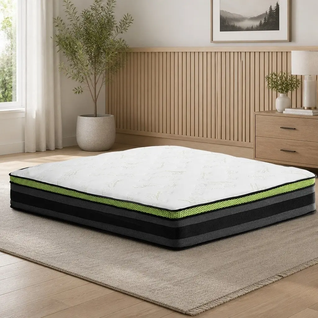 Double Mattress 30cm Cool Gel Foam Pocket Spring Grey Medium Firmness