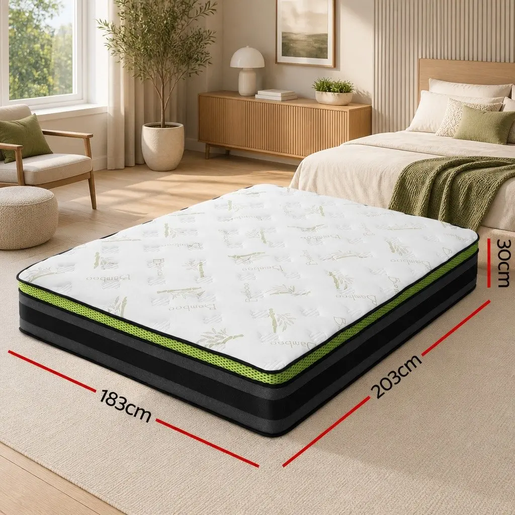 King Size Mattress Cool Gel Memory Foam Spring 30cm Medium Firmness Grey