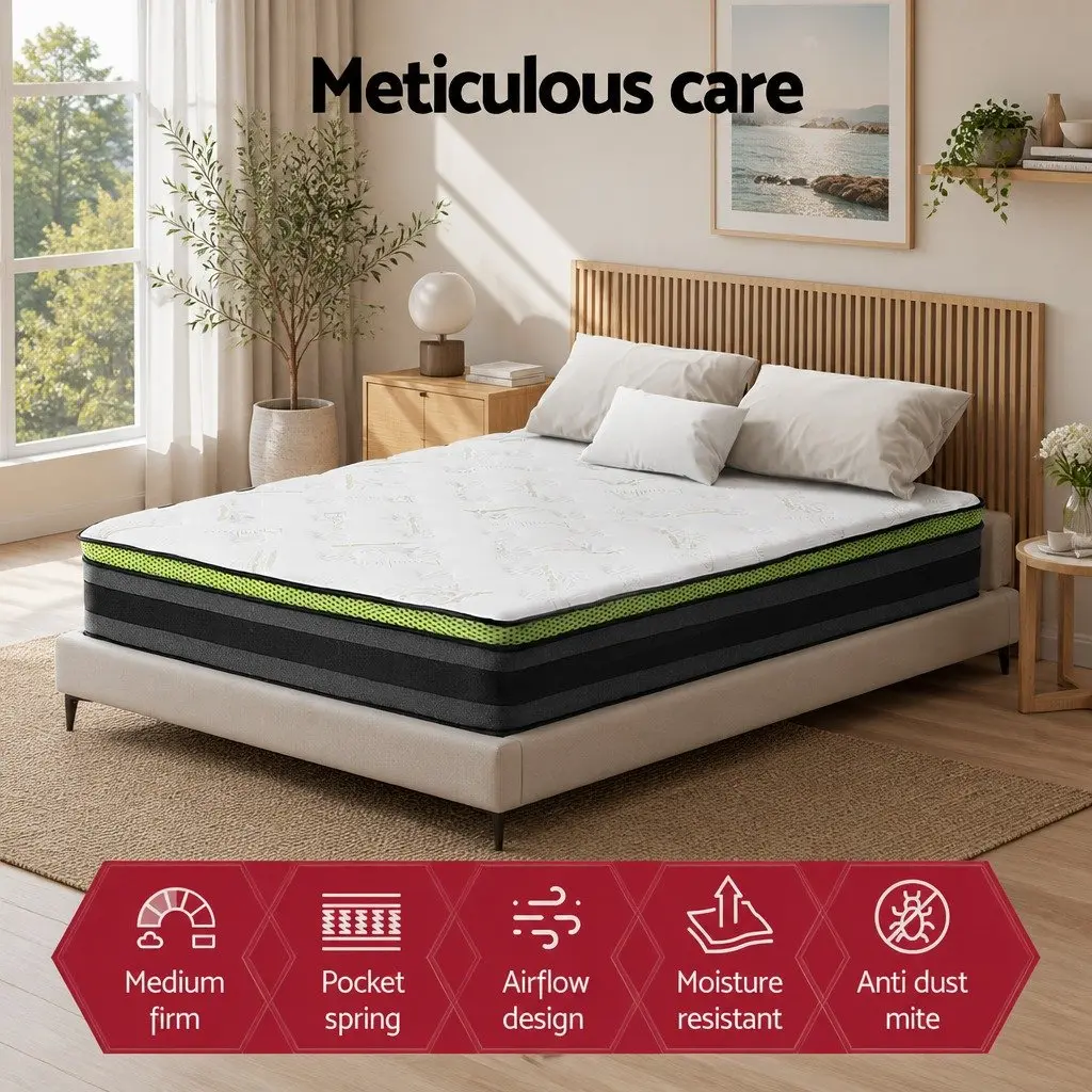 King Size Mattress Cool Gel Memory Foam Spring 30cm Medium Firmness Grey