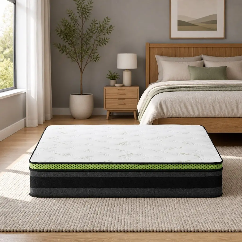 Queen Mattress 30cm Cool Gel Foam Pocket Spring Medium Firm Grey Bed