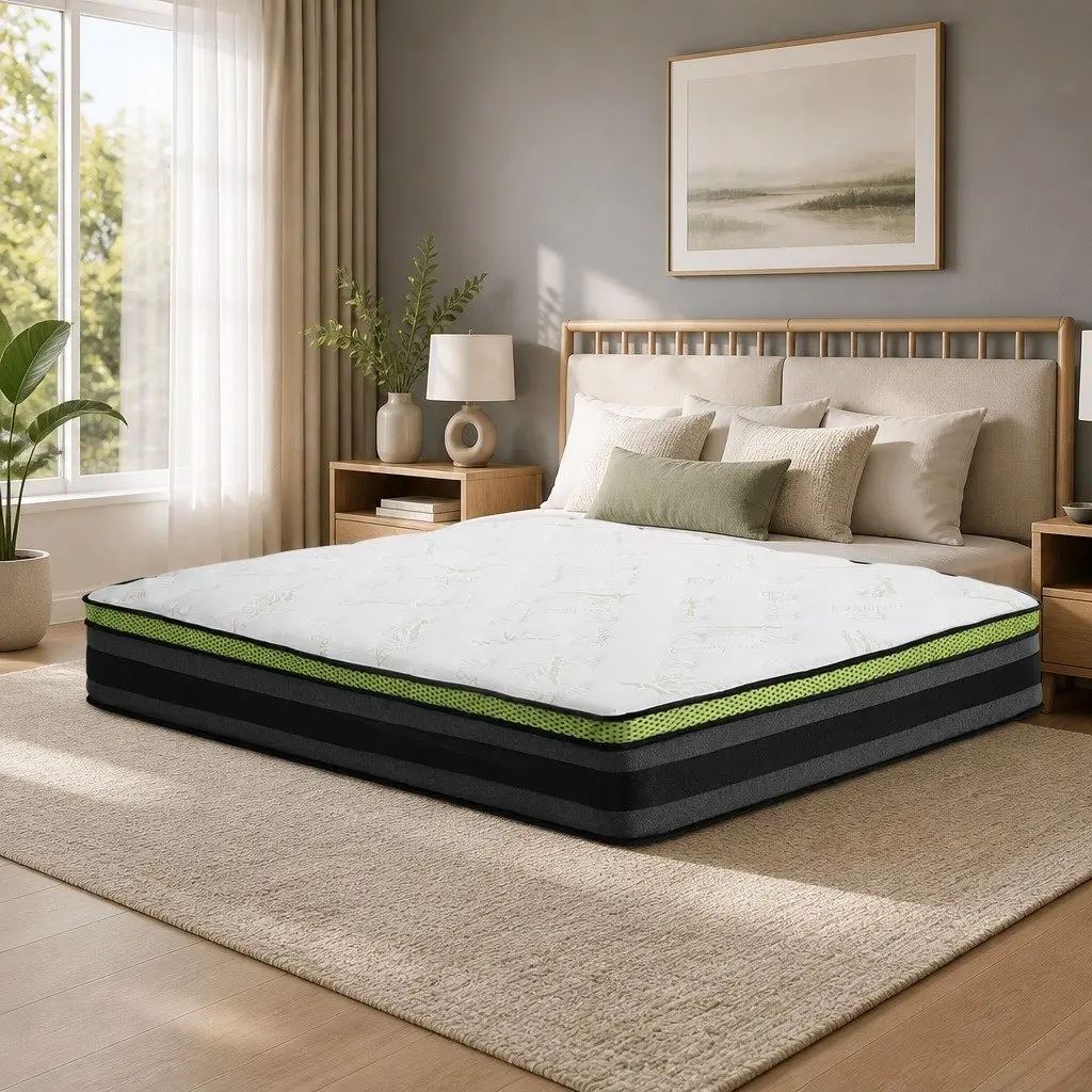 Queen Mattress 30cm Cool Gel Foam Pocket Spring Medium Firm Grey Bed