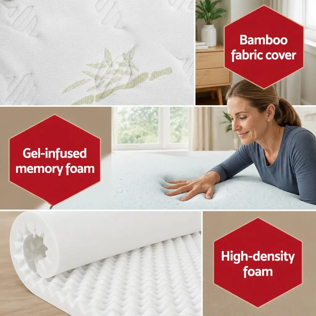 Single Mattress Cool Gel Memory Foam Pocket Spring 30cm Medium Firmness Grey