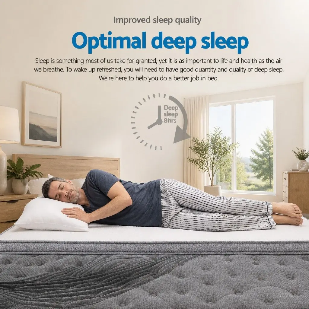 King Size Mattress 34cm Bamboo Charcoal Pocket Spring Medium-Firm Euro Top Bed