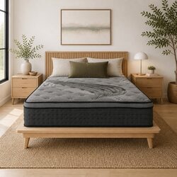 Queen Mattress 34cm Medium-Firm Support Bamboo Charcoal Pocket Spring Euro Top