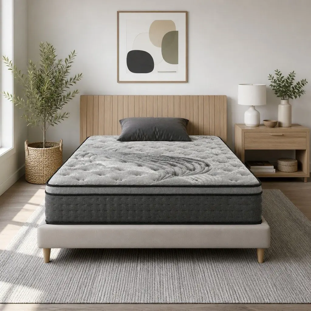 Single Mattress Medium-Firm Pocket Spring 34cm Euro Top Bamboo Charcoal Grey