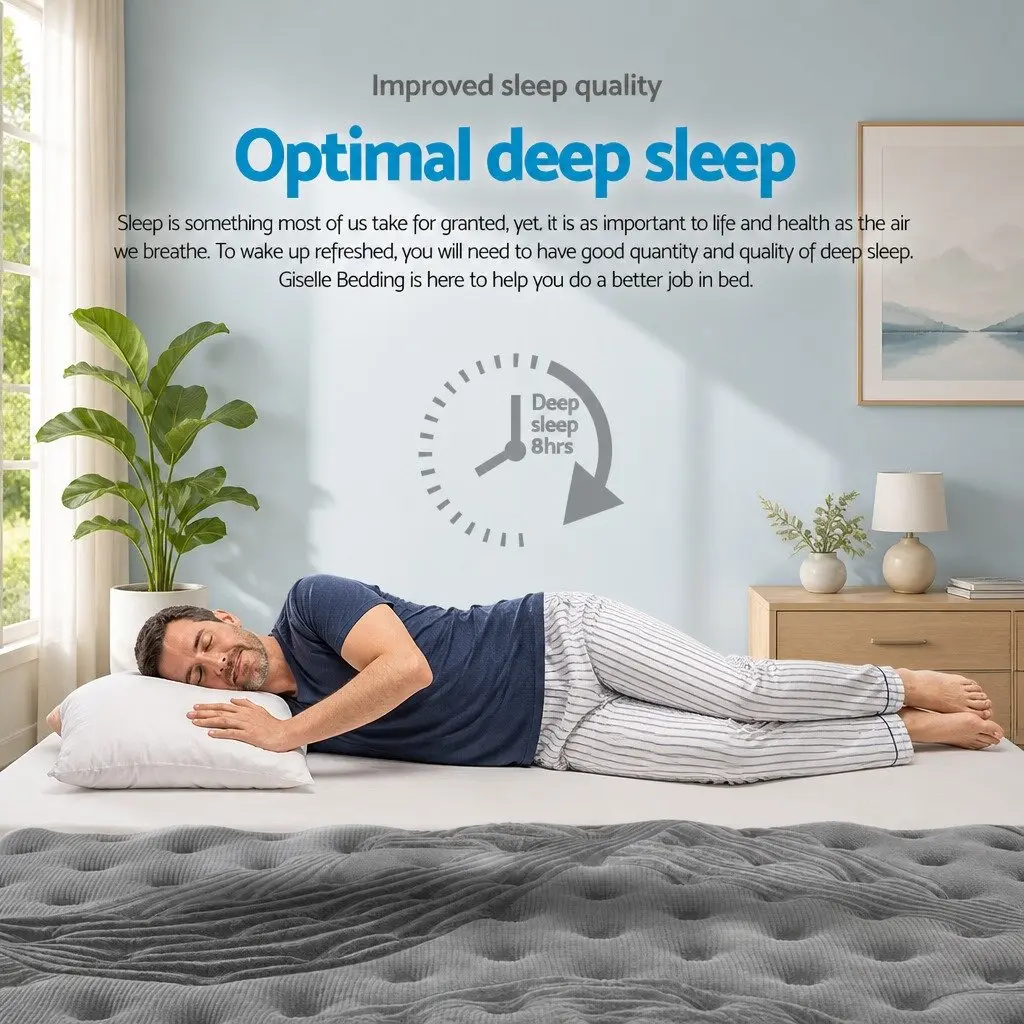 King Single Mattress Euro Top 34cm Medium Firm Grey Pocket Spring