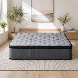 King Size Mattress 34cm Euro Top Medium-Firm Pocket Spring Bed Mattress Grey