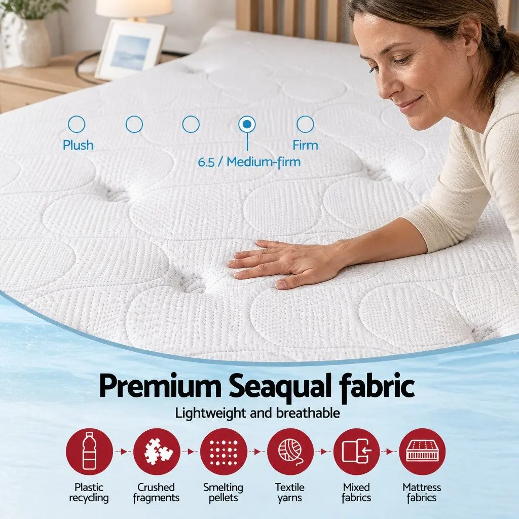 King Single Mattress 30cm Grey Pocket Spring Cooling Gel Memory Foam Euro Top