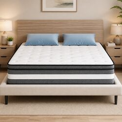 Queen Mattress 30cm Gel Foam Pocket Spring Euro Top Medium Firm Grey
