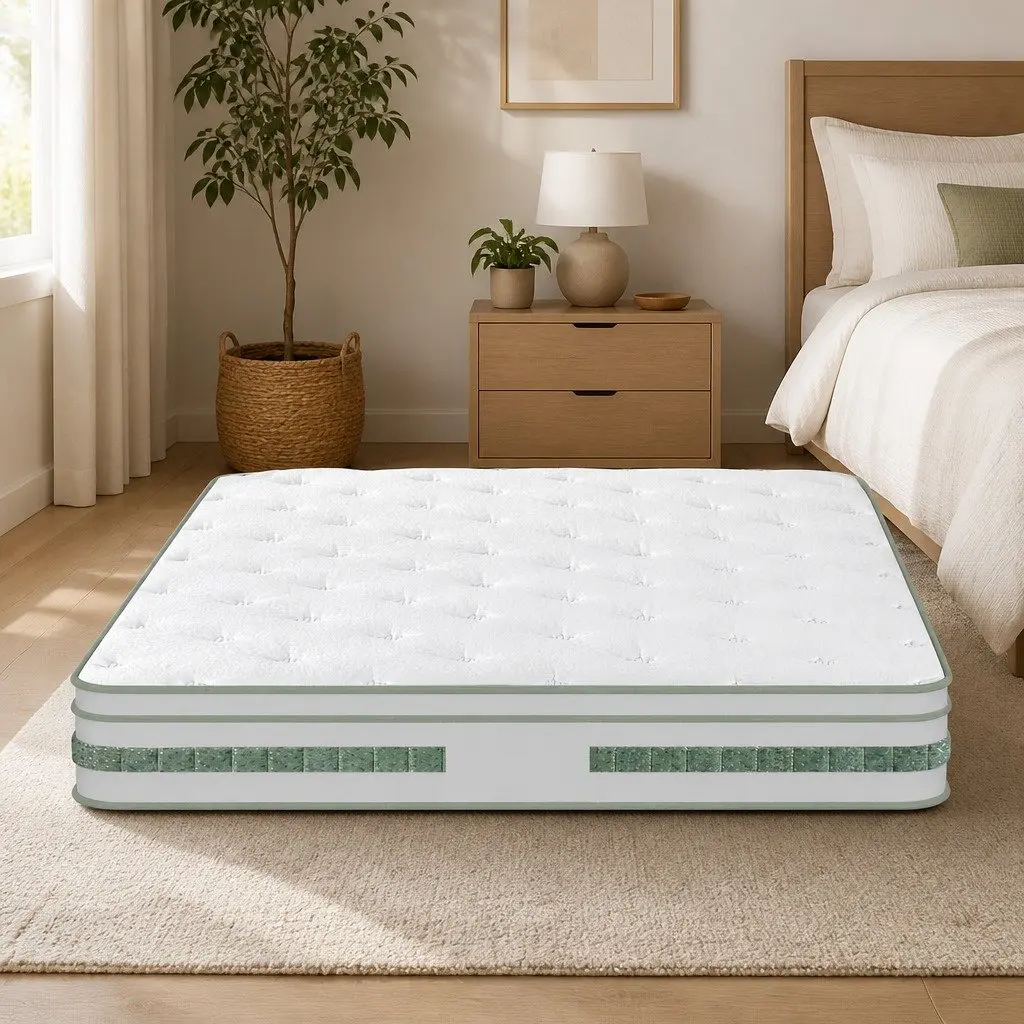 Double Mattress Foam Pocket Spring Euro Top 20cm Medium Firm Support White Green
